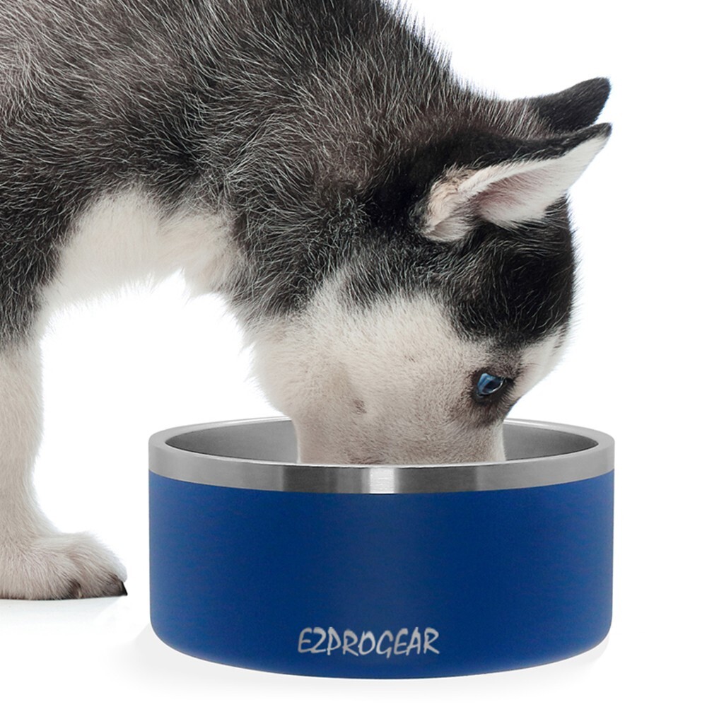 Ezprogear 2 Pack 64 oz Stainless Steel Double Wall Dog Bowl Non-Slip Bottom