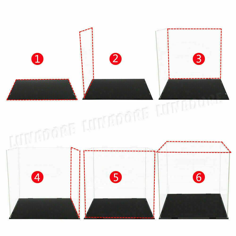 US 16"/40cm Acrylic Plastic Display Box Big Perspex Case Dustproof Self-Install
