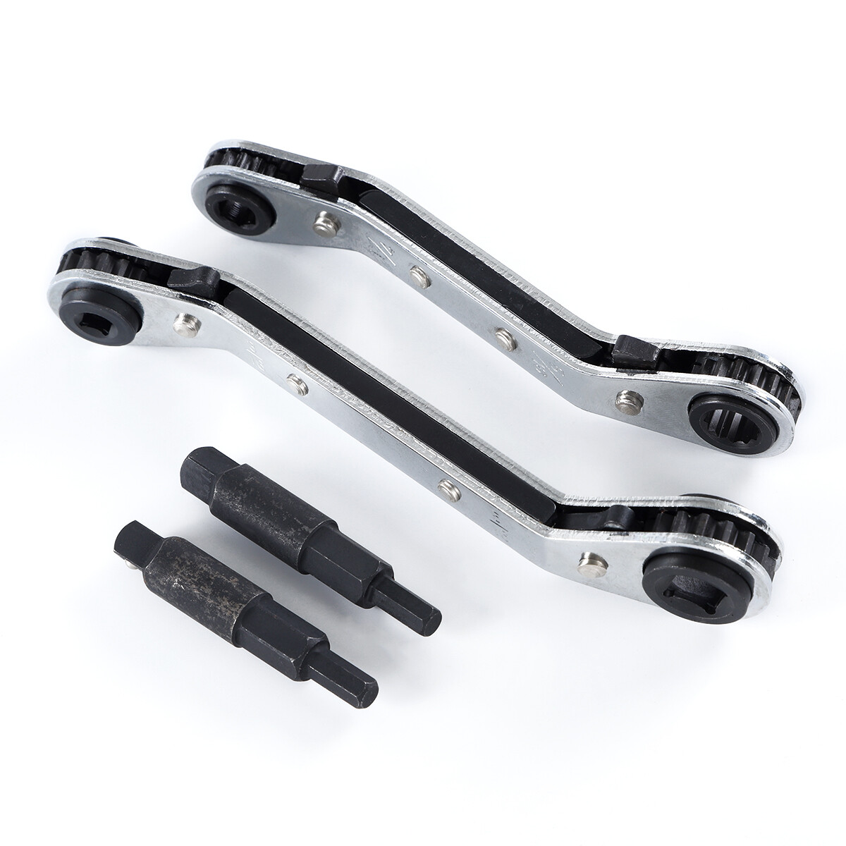 3/8” to 1/4”, 5/16'' x 1/4'' Refrigeration Hvac Service Wrench Set+Hex Bit 4PCS