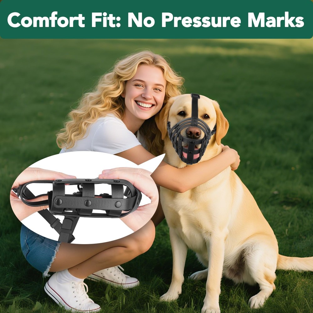 Dog Muzzle for Medium Large Dogs Humane Basket Muzzle Soft & Lightweight & Ad...