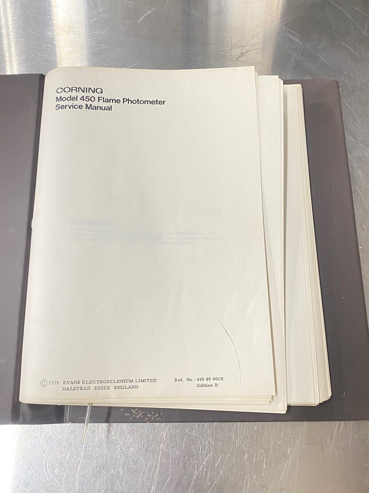 Corning 450 Flame Photometer - Users Guide / Instruction Manual
