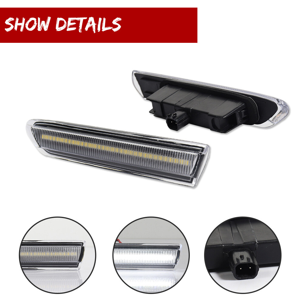 For 2004-2008 Acura TL Clear Front+Rear White LED Side Marker Lights Lamps 4PCS
