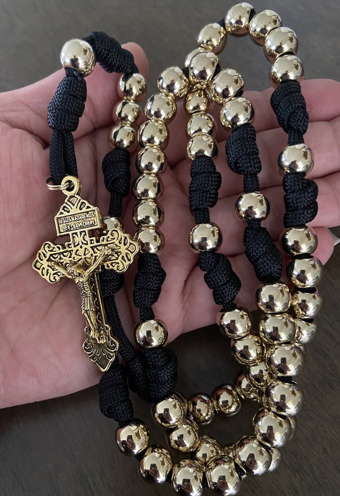Catholic Rosary | Gold Beads Rosary | Pardon Crucifix | Handmade