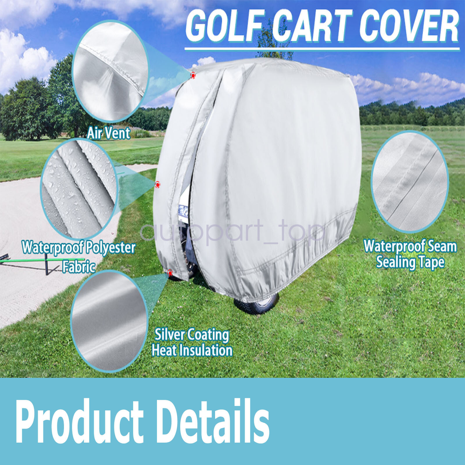 UV Prevent Dustproof Waterproof cloth Golf Cart Cover For EZGo Club Car Yamaha
