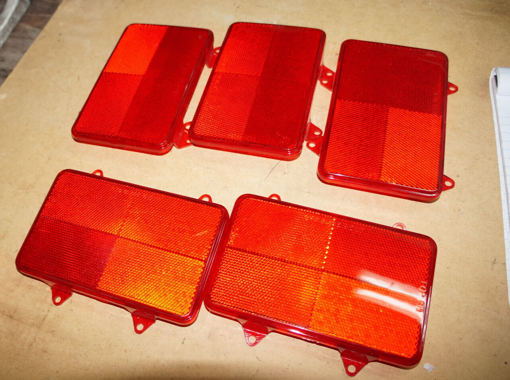 Pair (2): Tail Stop Light RED Lens - Rectangular 4-hole A76 GUIDE DOT 6.5" x 4"