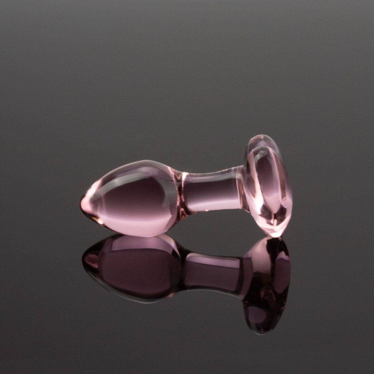 Pink Glass Anal Butt Plug with Heart Base Beginner Anal Sex Toy for Women Couple