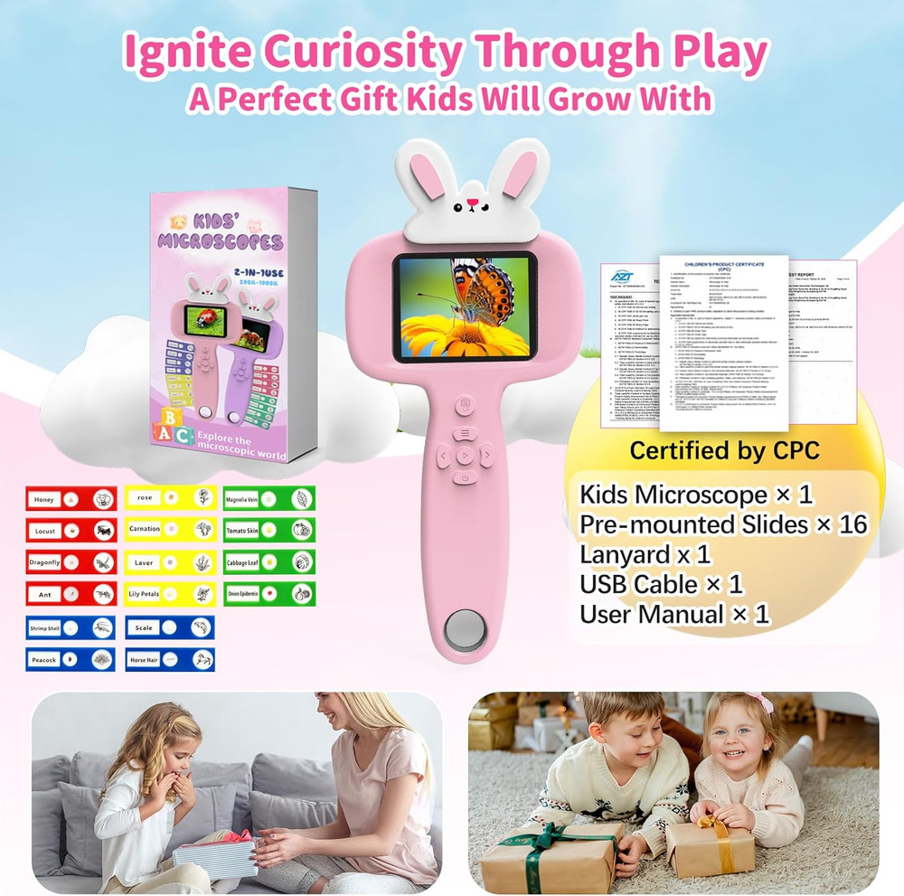 Microscope for Kids, 2.4" Handheld Digital Pocket Microscope, STEM Educational S