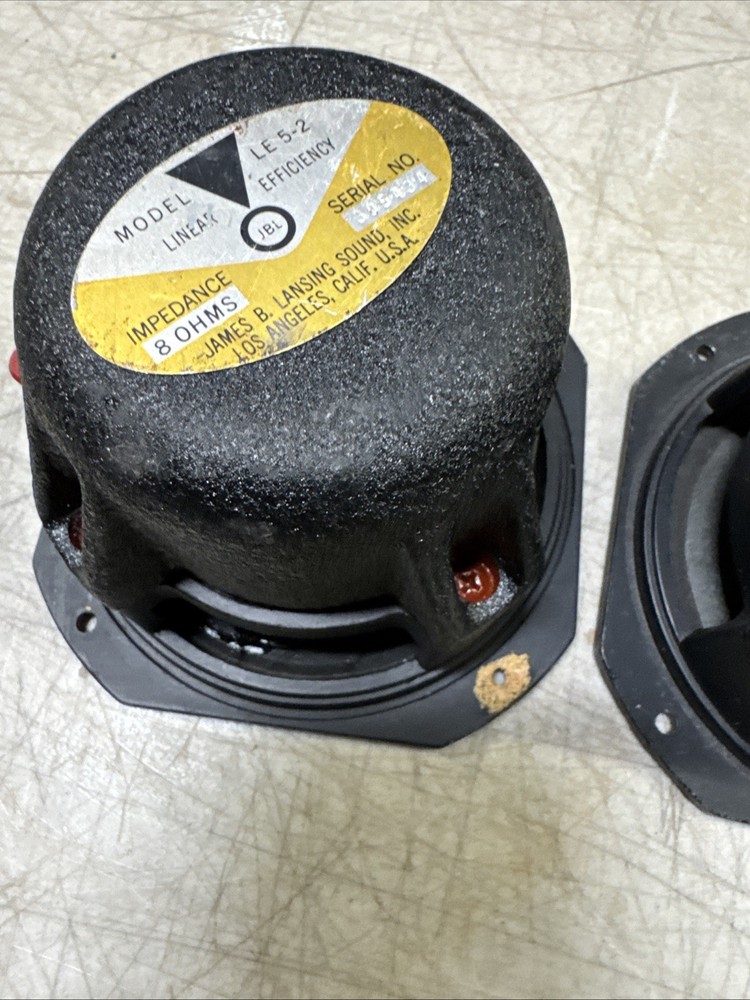 2 Vintage JBL LE5-2 Original 8 Ohms Linear Efficiency Drivers, needs cones