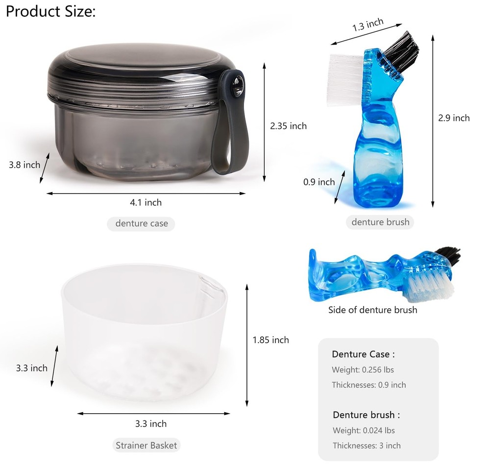 Leakproof Denture Case Soaking Cup False Teeth Transparent Black
