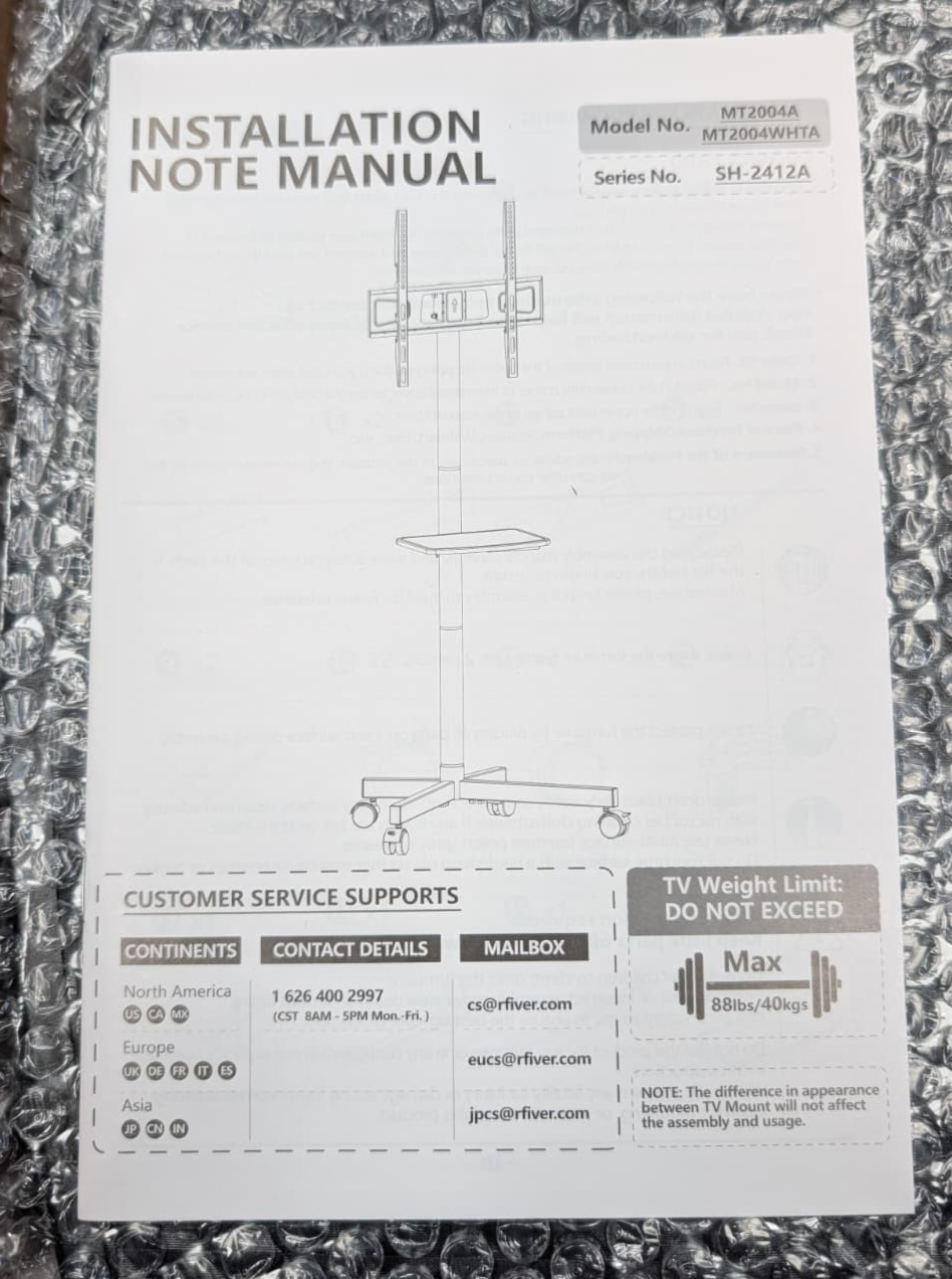 Rfiver Mobile TV Cart for 23-65 Inch TVs up to 88 lbs