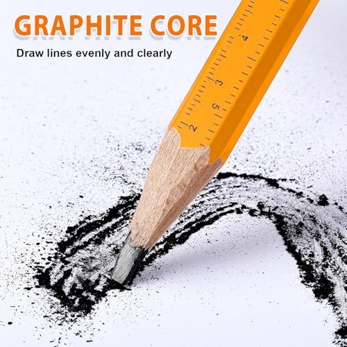 200 Pcs Flat Construction Pencils, Graphite Carpenter Pencils & Sharpener Set