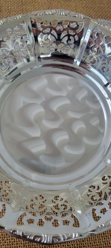 VTG MCM Silver Plated Pierced Footed Bowl Made in West-Germany Tarnish Resistant