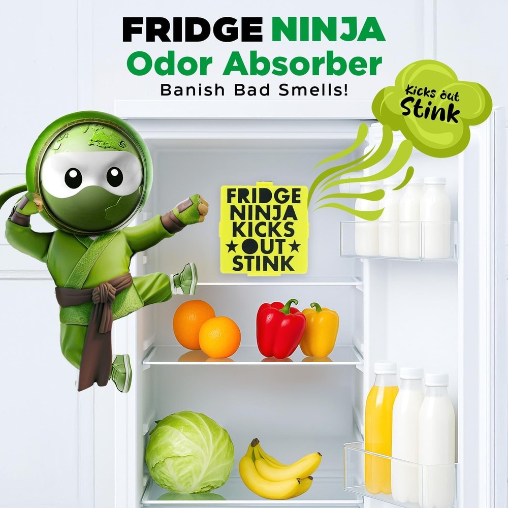 Fridge Ninja Compact Fridge Deodorizer (2 Pack) - More Effective Than Baking