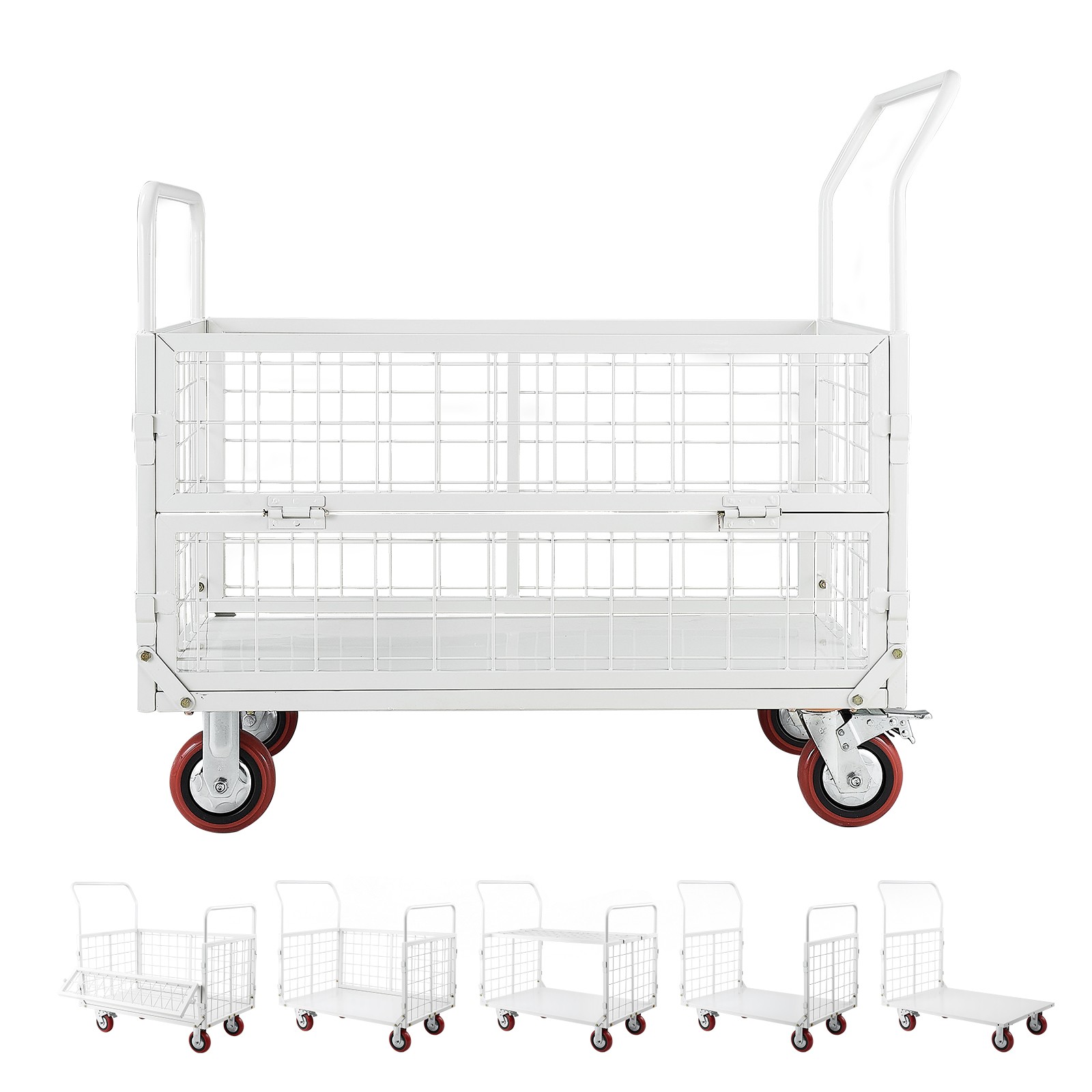Uimoso Foldable Platform Cart with Cage, 2000 lbs Capacity, 6-in-1 Hand Truck