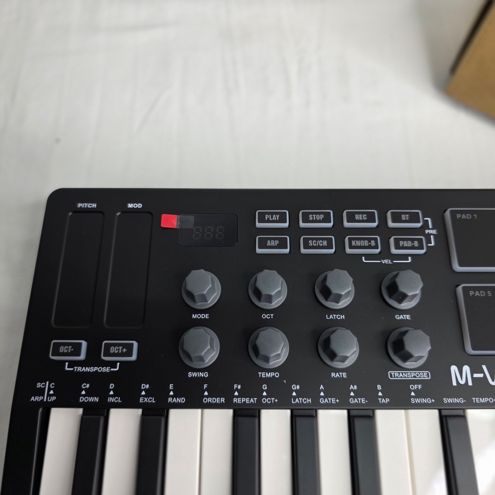 M-VAVE 25 Key USB MIDI Keyboard Controller W 8 Backlit Drum Pads Wireless