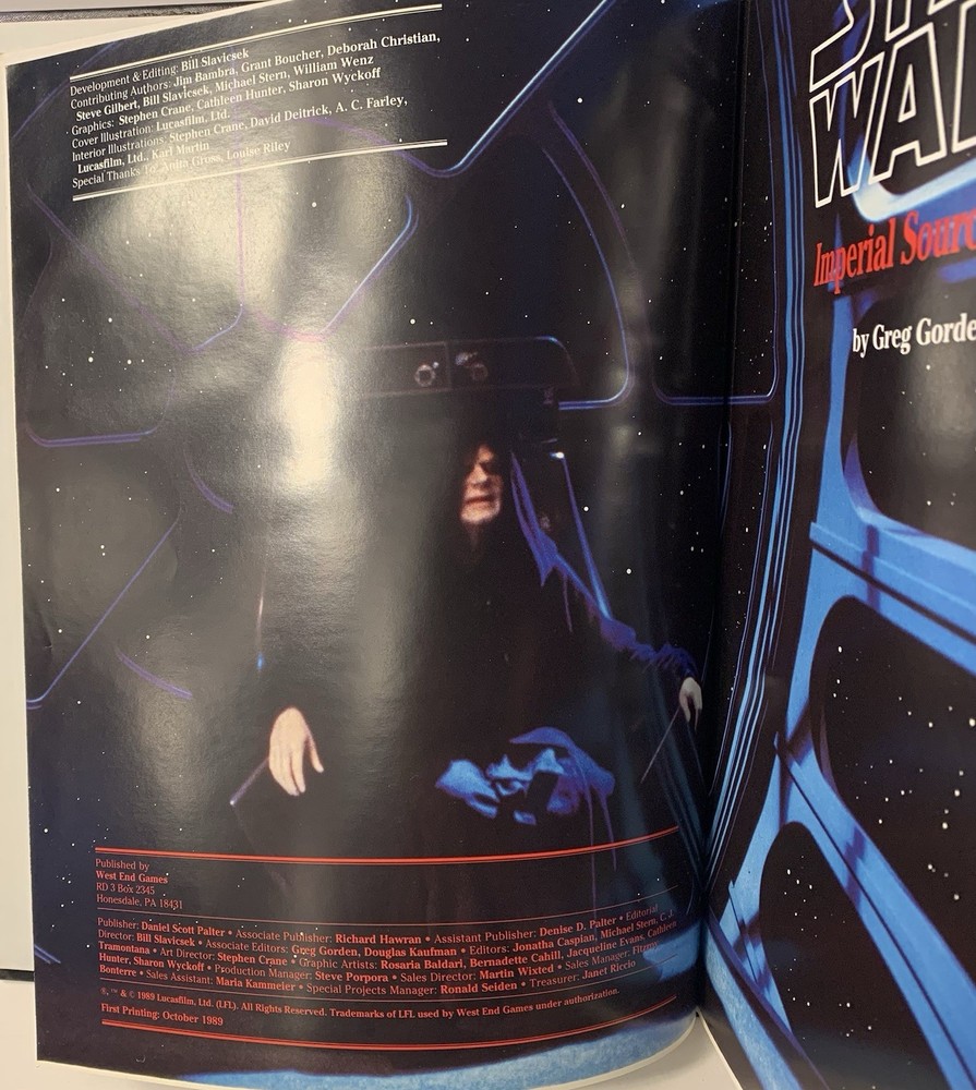 Star Wars Imperial Sourcebook West End Games First Edition 1989