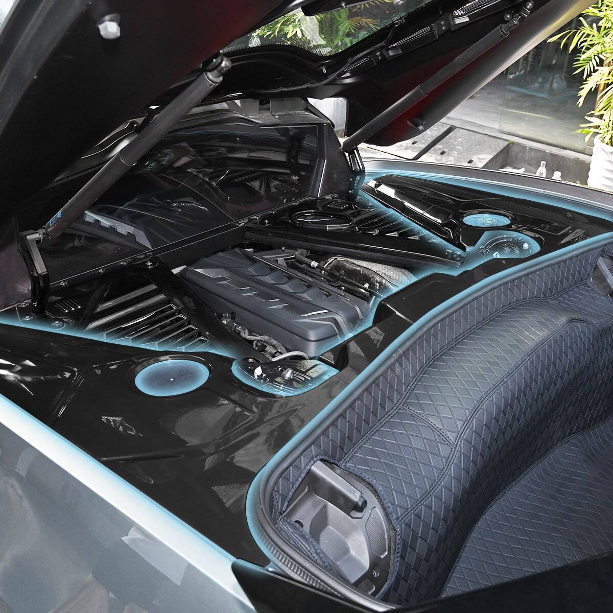 Gloss Black Flash Engine Bay Trim Panel Cover Guard for Corvette C8 Coupe 2020+