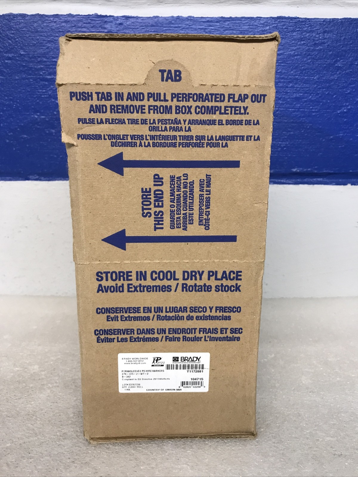 Brady 3PS-375-2-WT-2 PermaSleeve Wire Markers White 2000 Count Roll New In Box