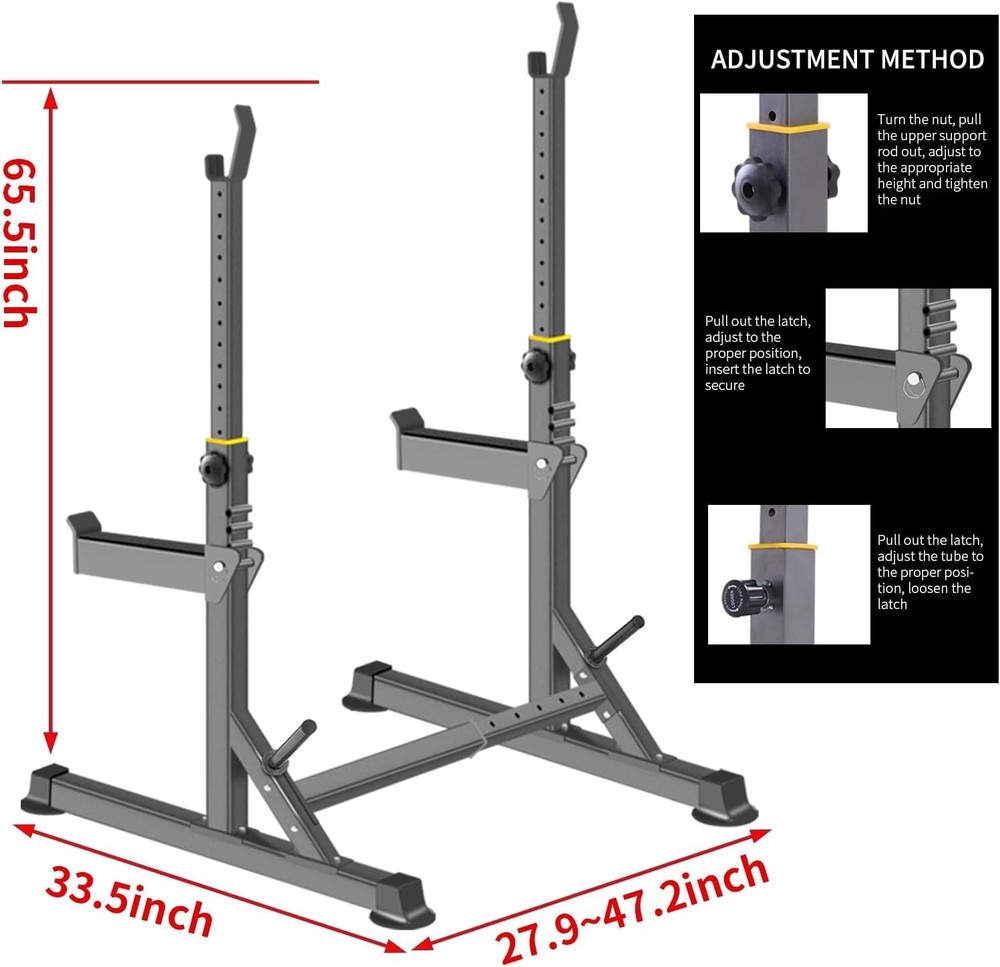 Adjustable Squat Rack – Multi-Function Barbell Rack for Home Gym & Weightlifting