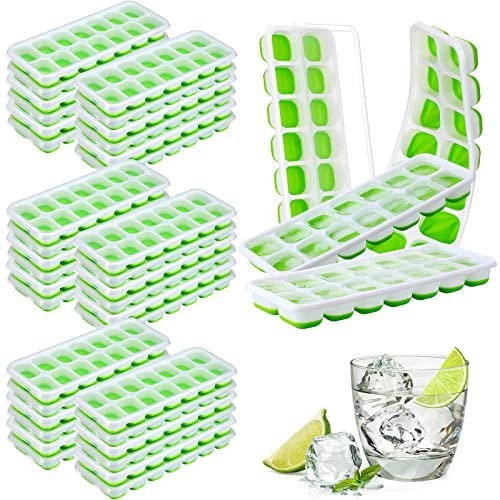36 Pack Silicone Ice Cube Trays - Flexible Stackable Molds with Lid for Drinks &