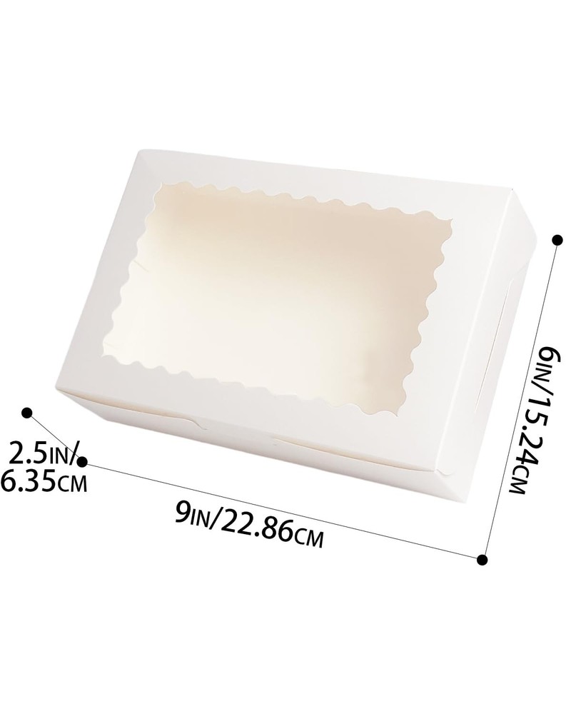 qiqee 9x6x2.5 Inch White Cookie Box with Window 15Pcs inches,
