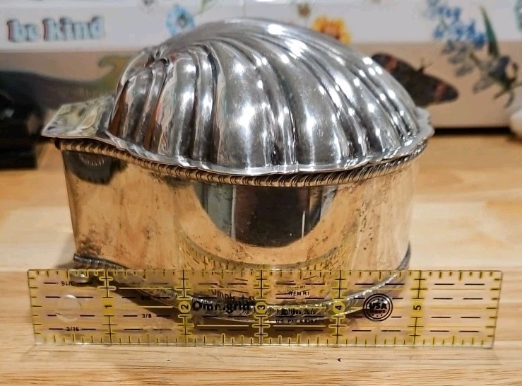 VTG Silverplate Clam Shell Hinged Box Friedman Silver Co Hallmarked Rare Coastal