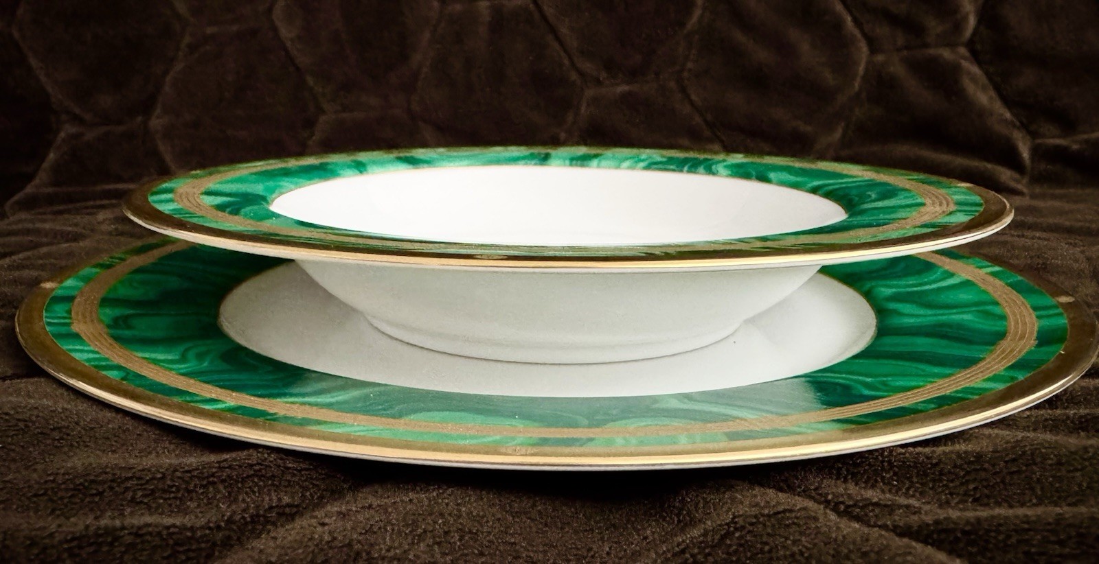 CHRISTIAN DIOR GAUDRON MALACHITE 5 Piece -Place Setting Plate Bowl Cup VINTAGE
