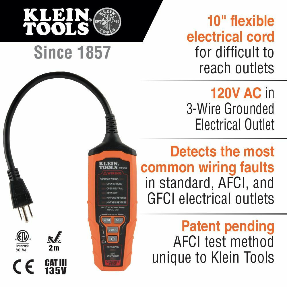 Klein RT310 AFCI /GFCI Outlet Tester