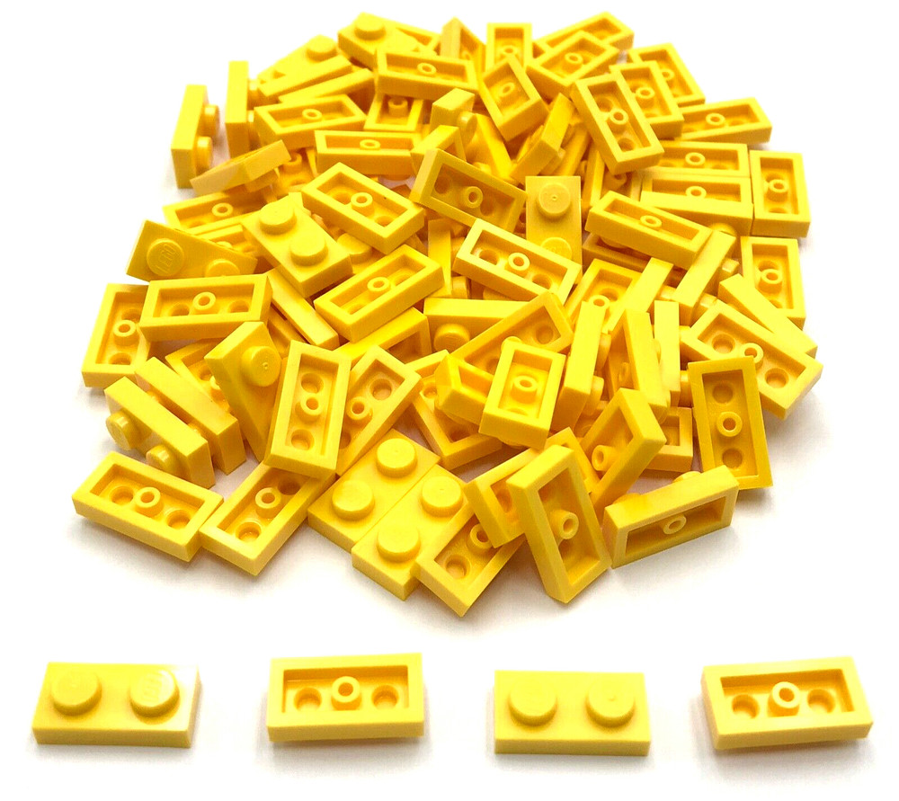 Lego 100 New Yellow Plates 1 x 2 Stud Pieces