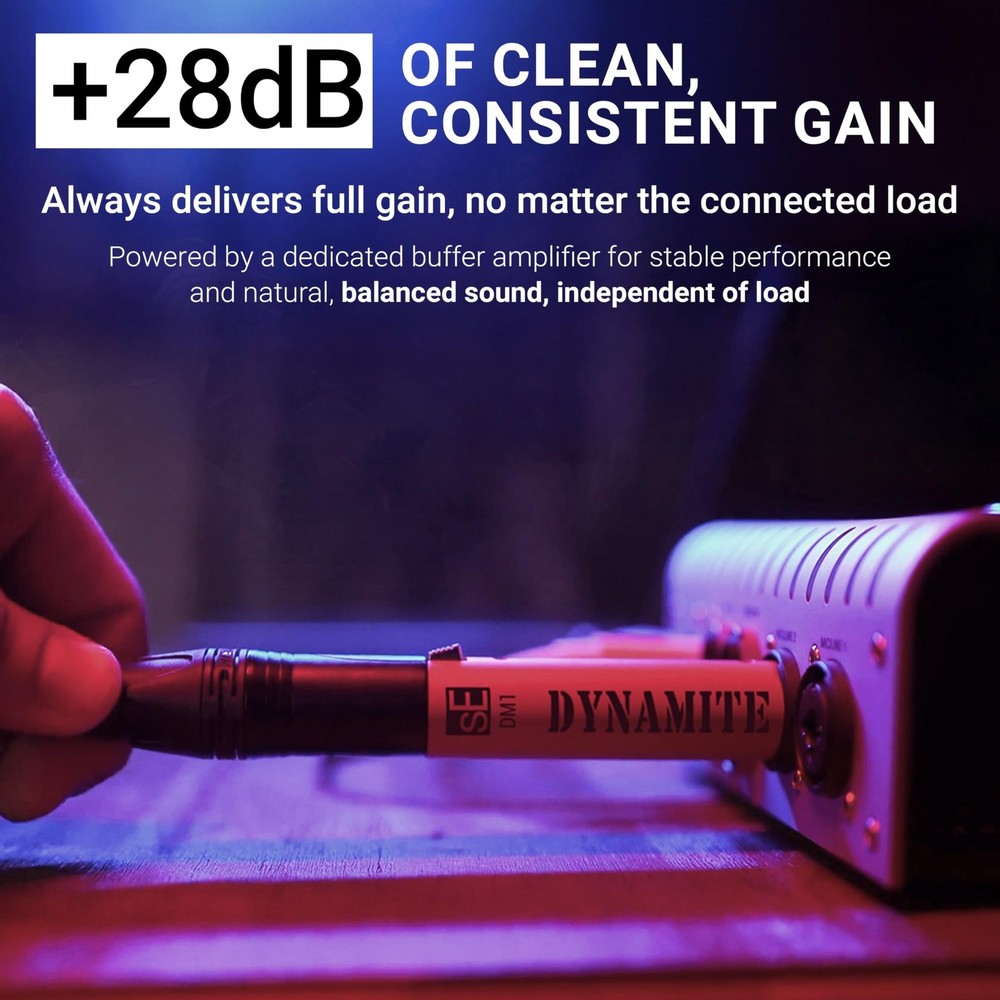 sE Electronics DM1 Dynamite Ultra-Slim Inline Microphone Preamp for Ribbon &...