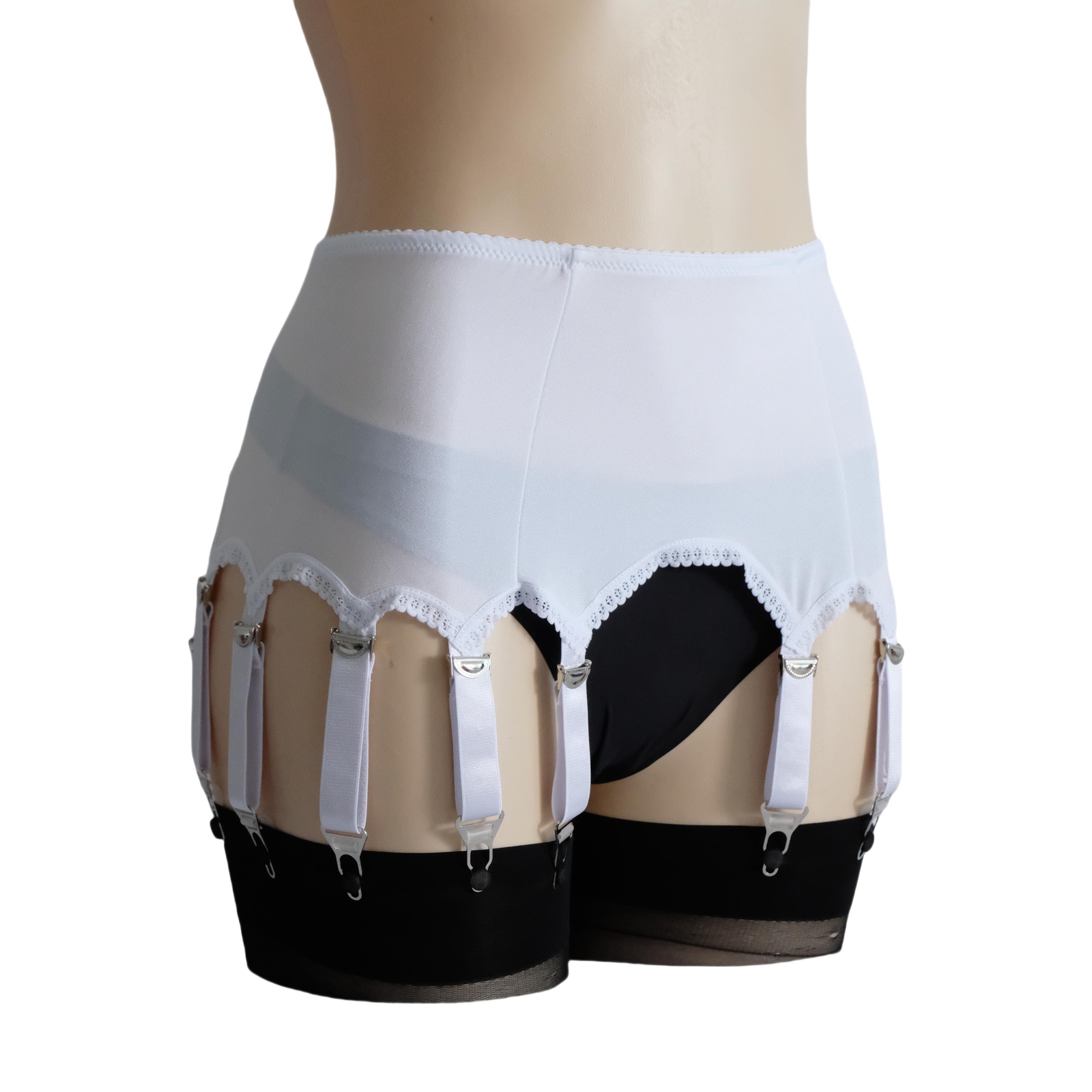 Luxallacki Classic Silky Satin 12 Straps Garter Belt Metal Clips Underwear