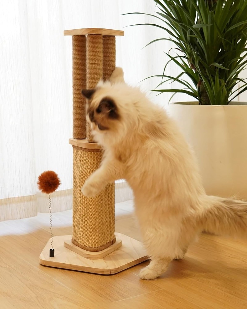 Modern Indoor Cat Scratching Post - 26.3'' Tall with Replaceable Sisal Wrap