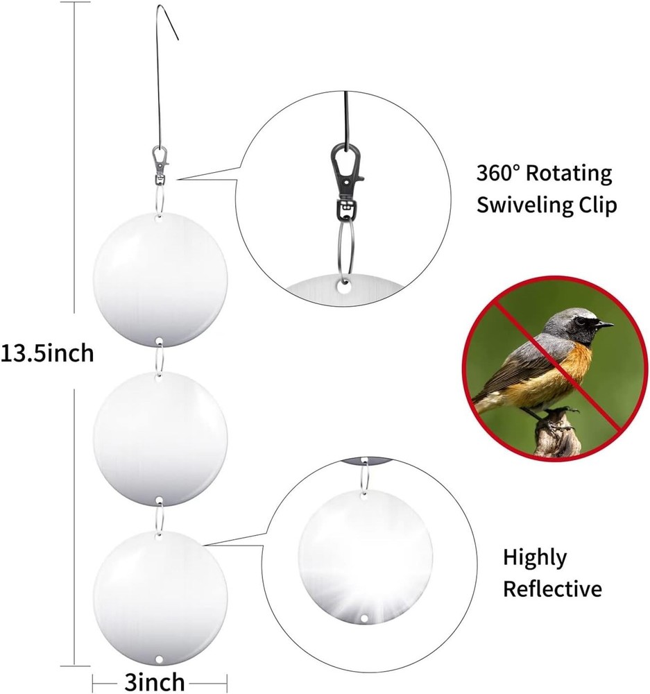 Durable Bird Reflectors - 24 Double-Sided Discs for Effective Deterrence