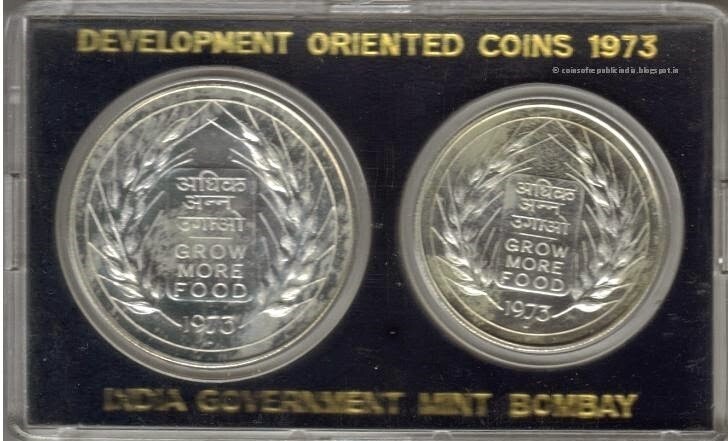 India 1973 Development Oriented 2 Silver Coin Set Rare Proof Set