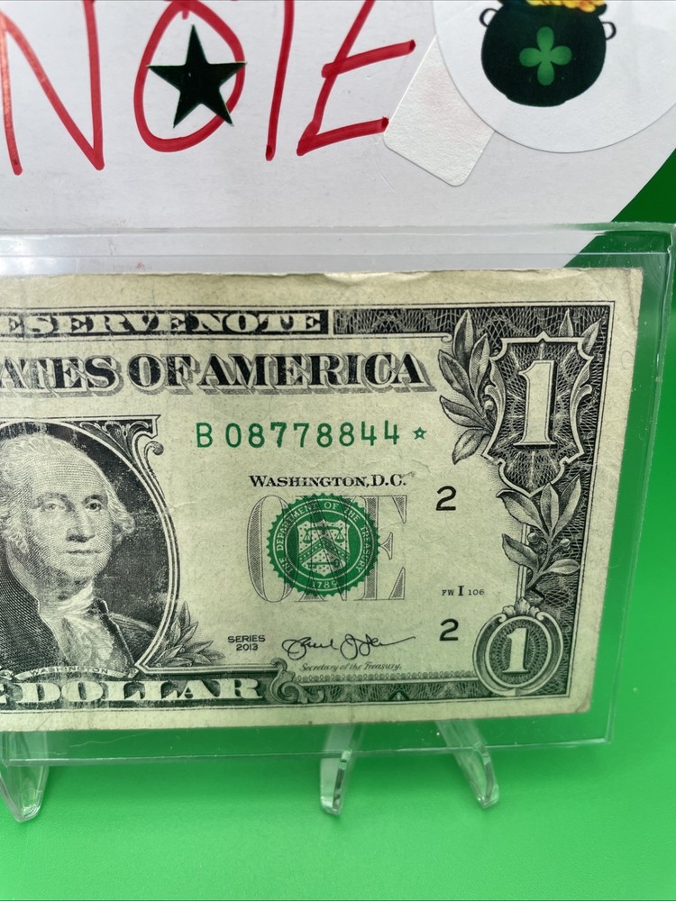 🌟 Star Note 2013 B Duplicate Serial ERROR B08778844* FANCY NUMBER $1 Bill FW