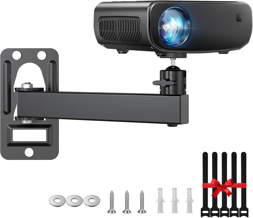 Mini Ceiling Wall Projector Mount Stand- Adjustable Tilt&Swivel Hanging Black