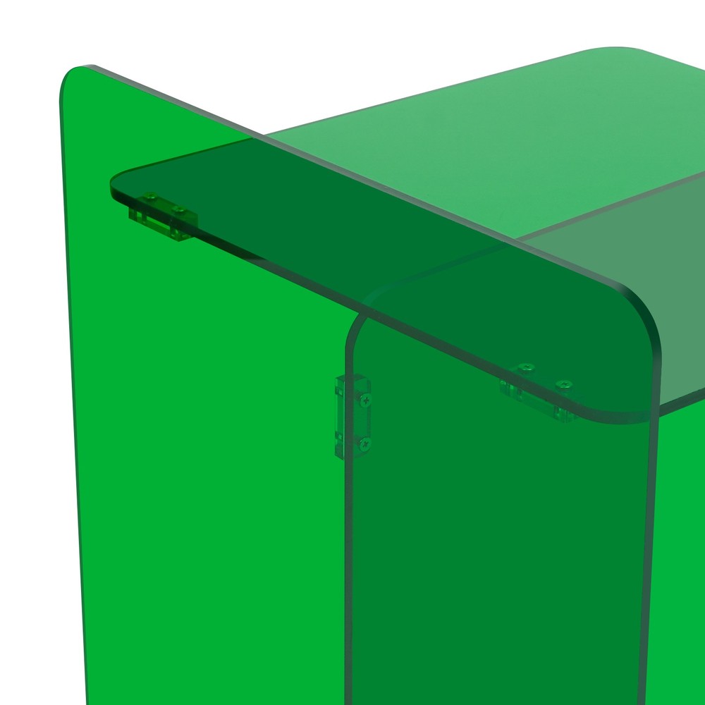 Acrylic Side Table, End Table, Free Standing Green Modern Bedside Table