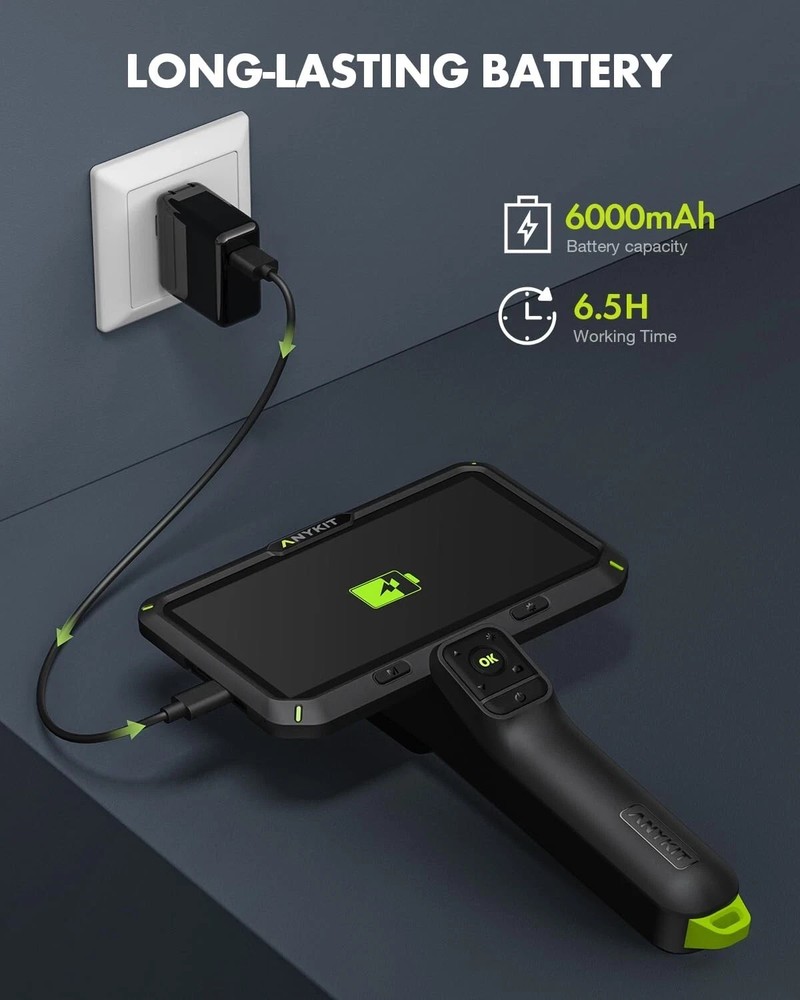 Dual Lens Borescope Inspection Camera Endoscope 6" Screen with Split Screen 32GB