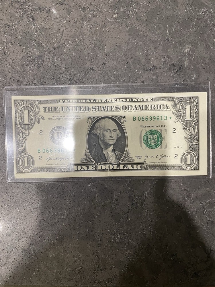 2021 Series Star Note Misaligned Error One Dollar Bill