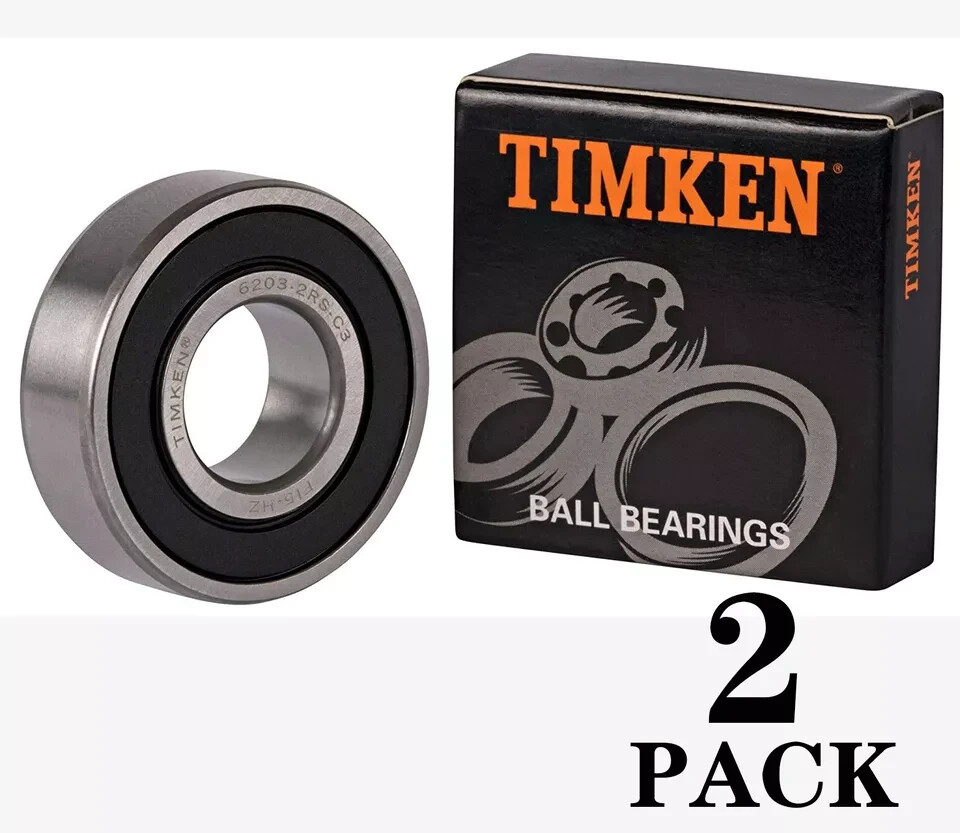 2 PACK TIMKEN 6203-2RS-C3 Double Rubber Seal Ball Bearings 17x40x12mm 6203RS