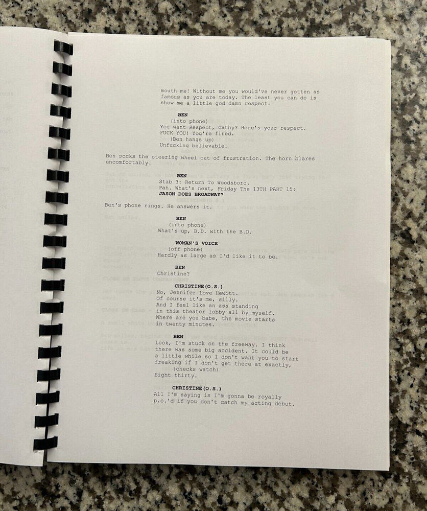 Scream 3 Horror Movie Script Reprint Full Screenplay Script