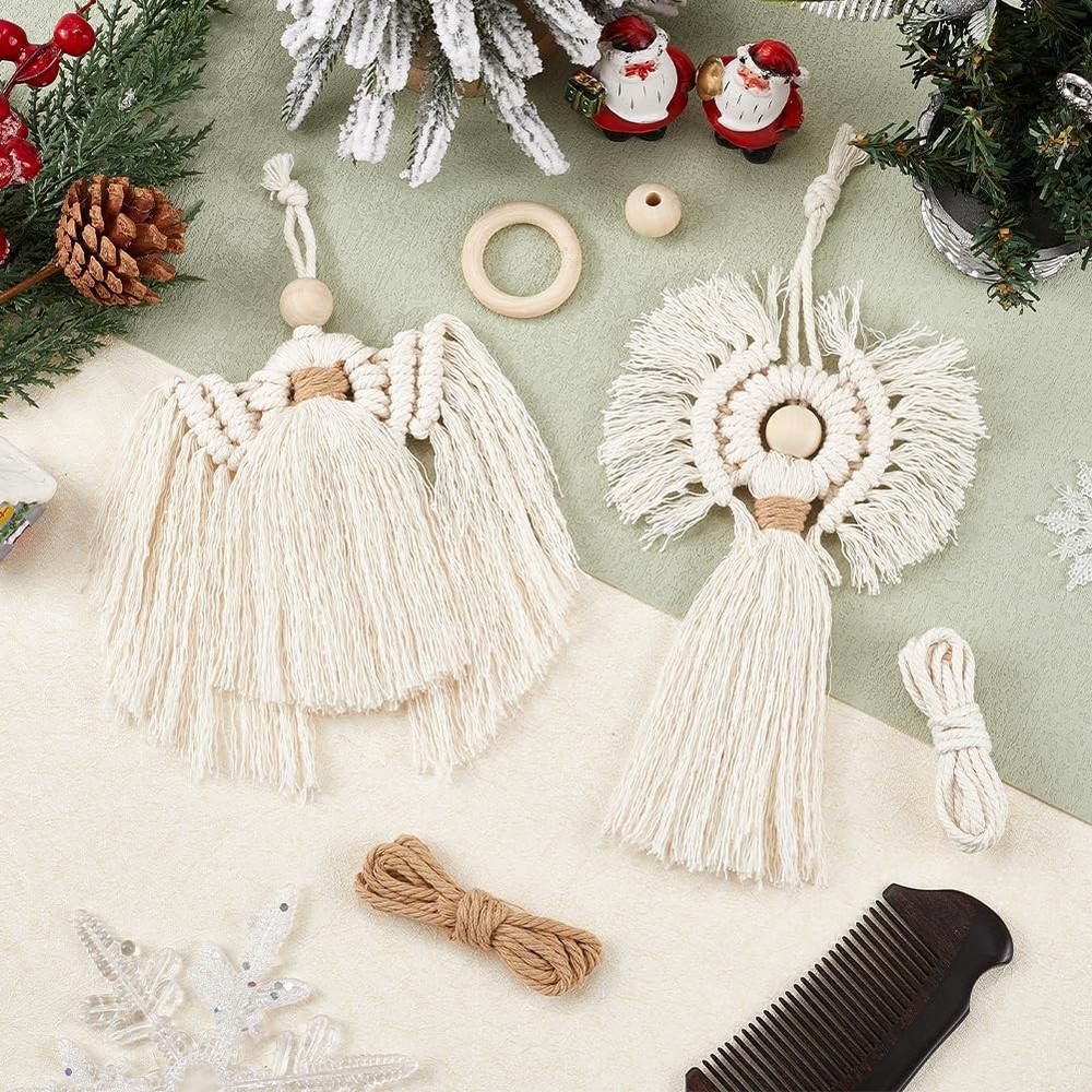 SUNNYCLUE 2 Sets Boho Macrame Kit Ornament Mixed Color