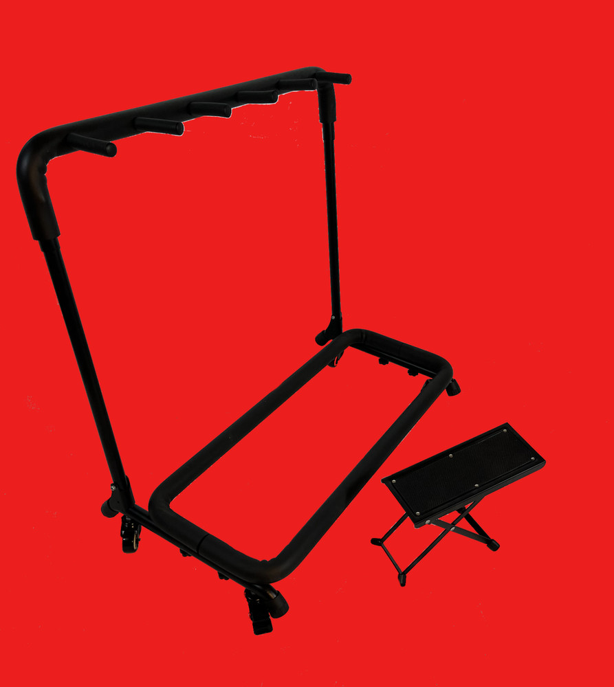 5 Guitar Stand Plus Foot Rest Bundle