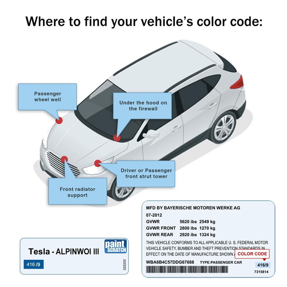 Solid Black (PBSB) Touch Up Paint for Tesla-Exact Match–Chips and Nicks Touch...