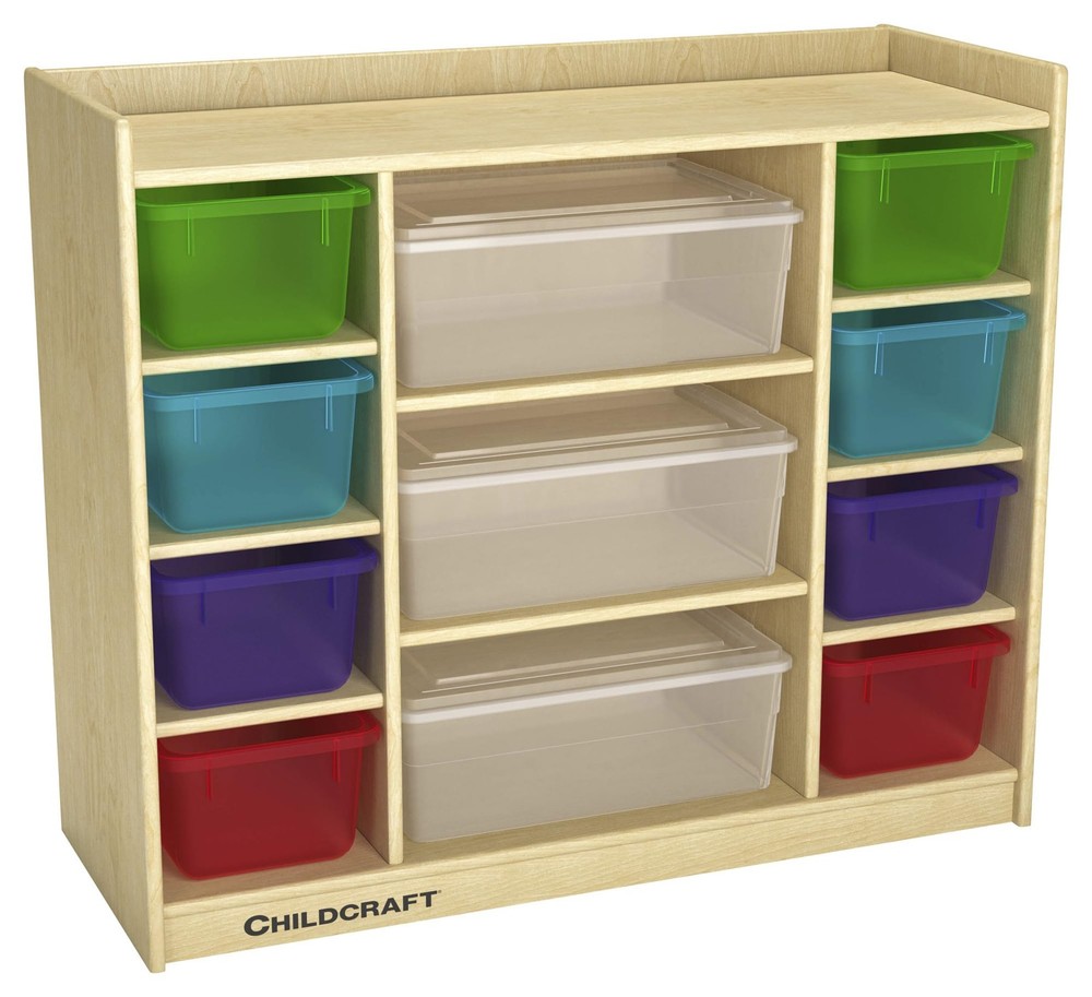 Mixed-Tray Storage Unit, 8 Translucent Colored Trays, 3 Translucent Trays, 35...