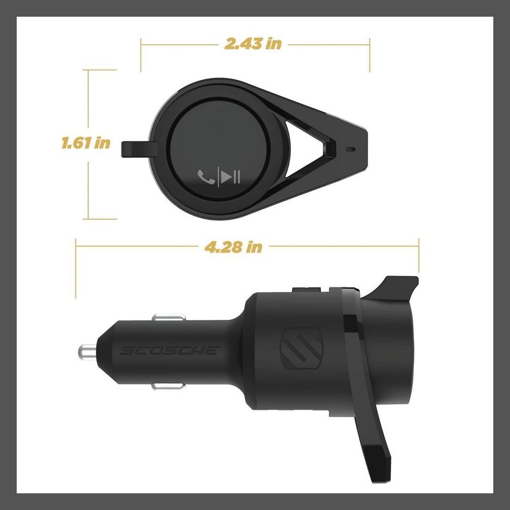 Scosche Bluetooth Power Delivery FM Transmitter 12W 18W Dual USB-A Black 12W