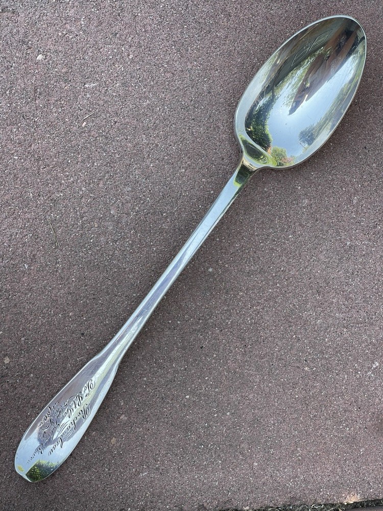 GORHAM Silverplate Serving Spoon 12" ROCHAMBEAU Lt Gov JABEZ BOWEN 1780 repo70's