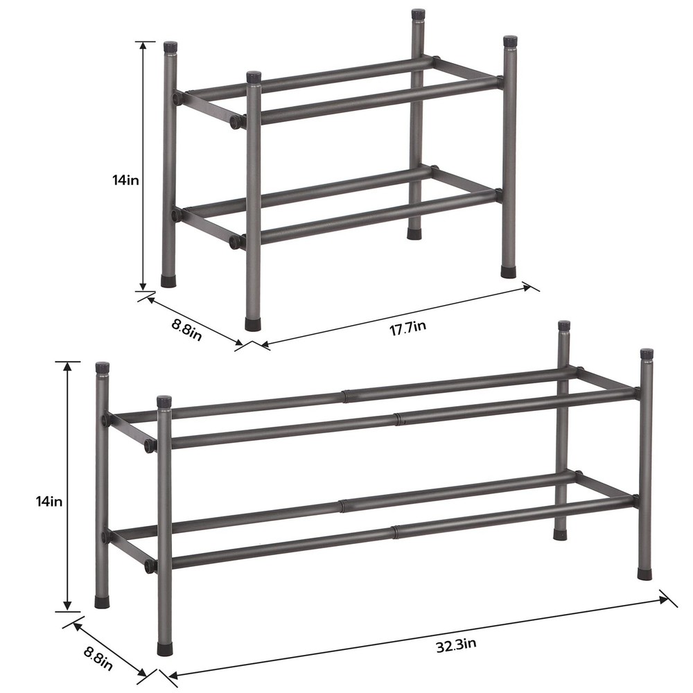 STORAGE MANIAC Expandable Shoe Rack, 16 Pairs Stackable Small Shoe Rack, Meta...