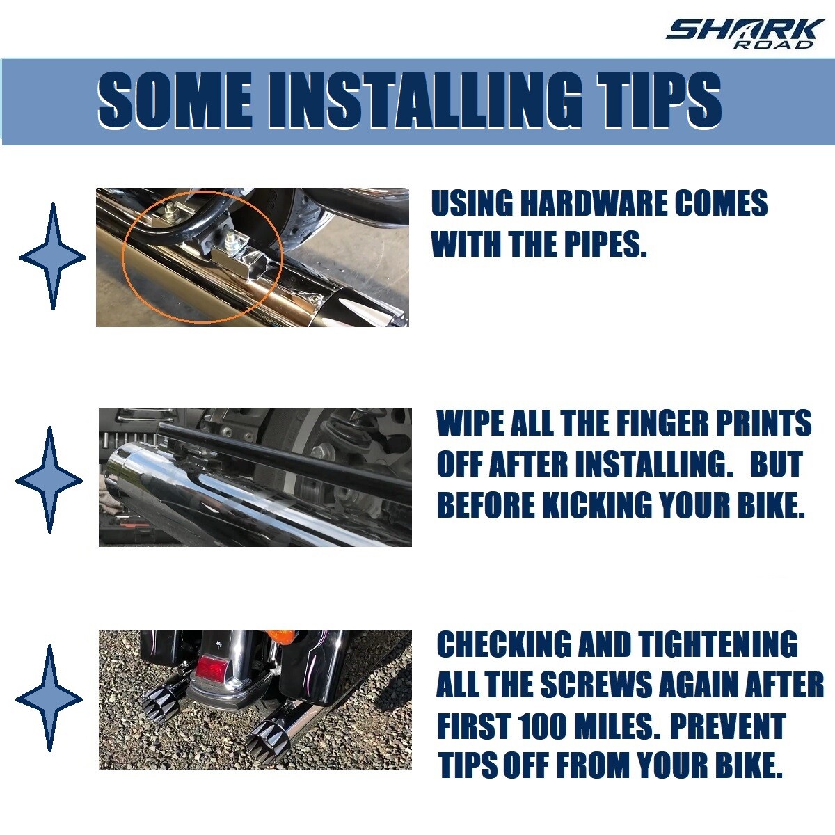 SHARKROAD 4.4" Slip On Mufflers for Harley Touring Exhaust 17-UP Deep Rich Tone