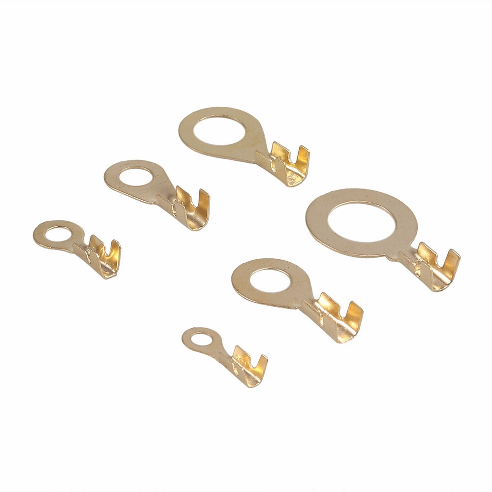 Brass Crimp Ring Terminals Kit Cable Wire Connectors Spade Electrical Set 150PCS